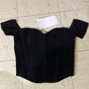 Small, black off the shoulder crop top